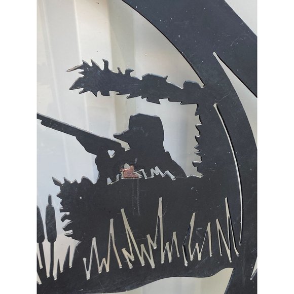 Vintage "Gone Huntin"  Metal Silhouette Sign Rifle Ducks Hunter Duck Hunting 26" - Picture 4 of 12